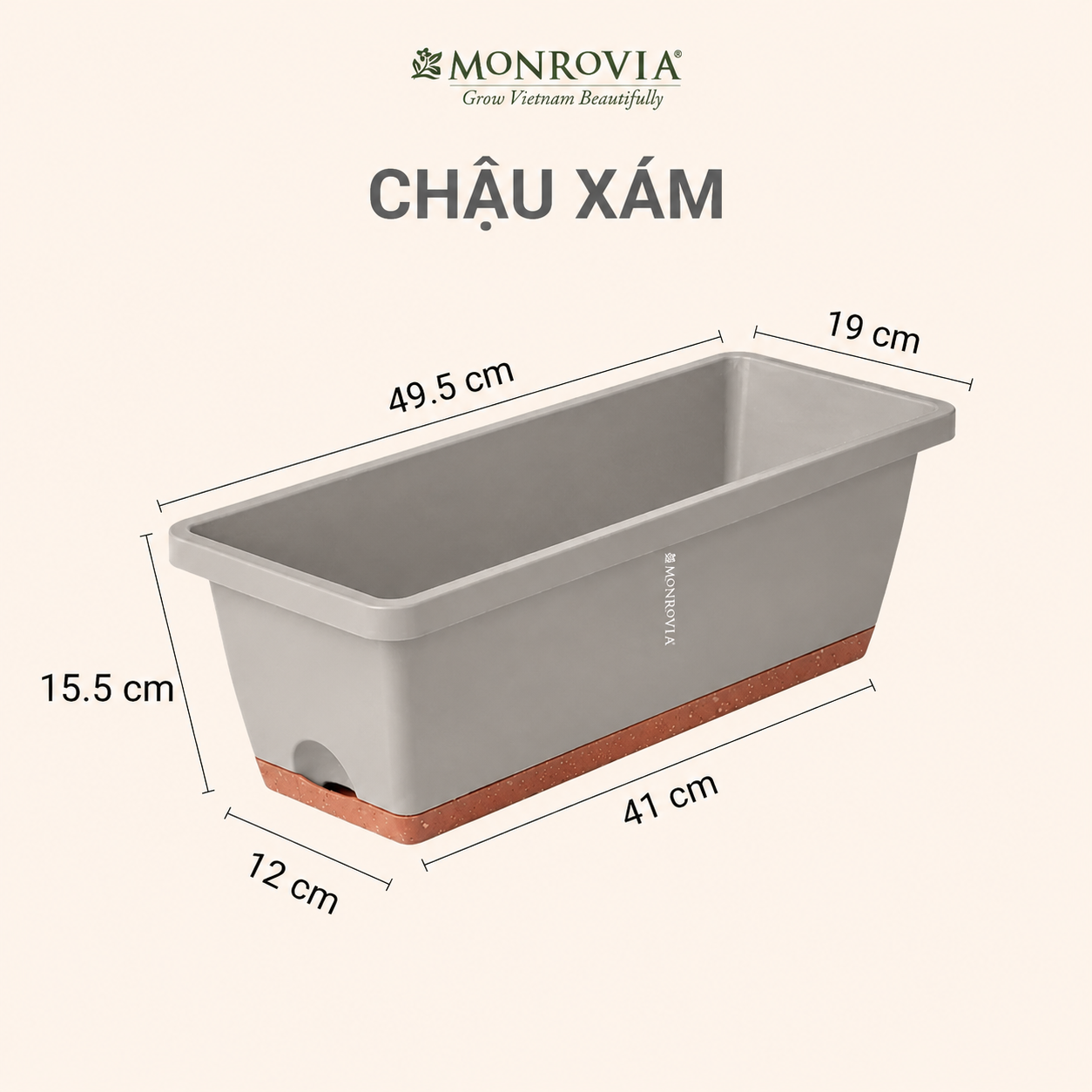  Bộ Chậu Chữ Nhật Monrovia — Chậu Nhựa PP Cao Cấp Trồng Cây Ban Công, Cửa Sổ 