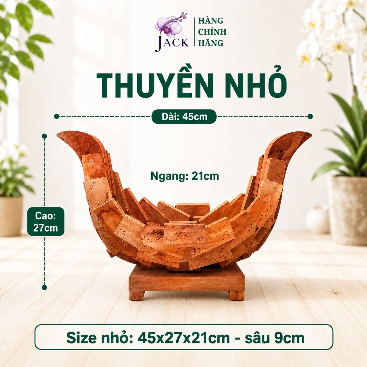  Chậu gỗ thuyền trồng lan và cây cảnh Jack thiết kế cao cấp 