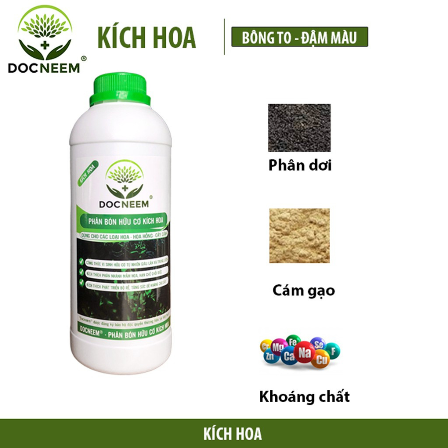  Phân bón hữu cơ kích hoa DOCNEEM – Bật nụ nhanh cho hoa hồng, hoa lan, cây cảnh làm vườn 