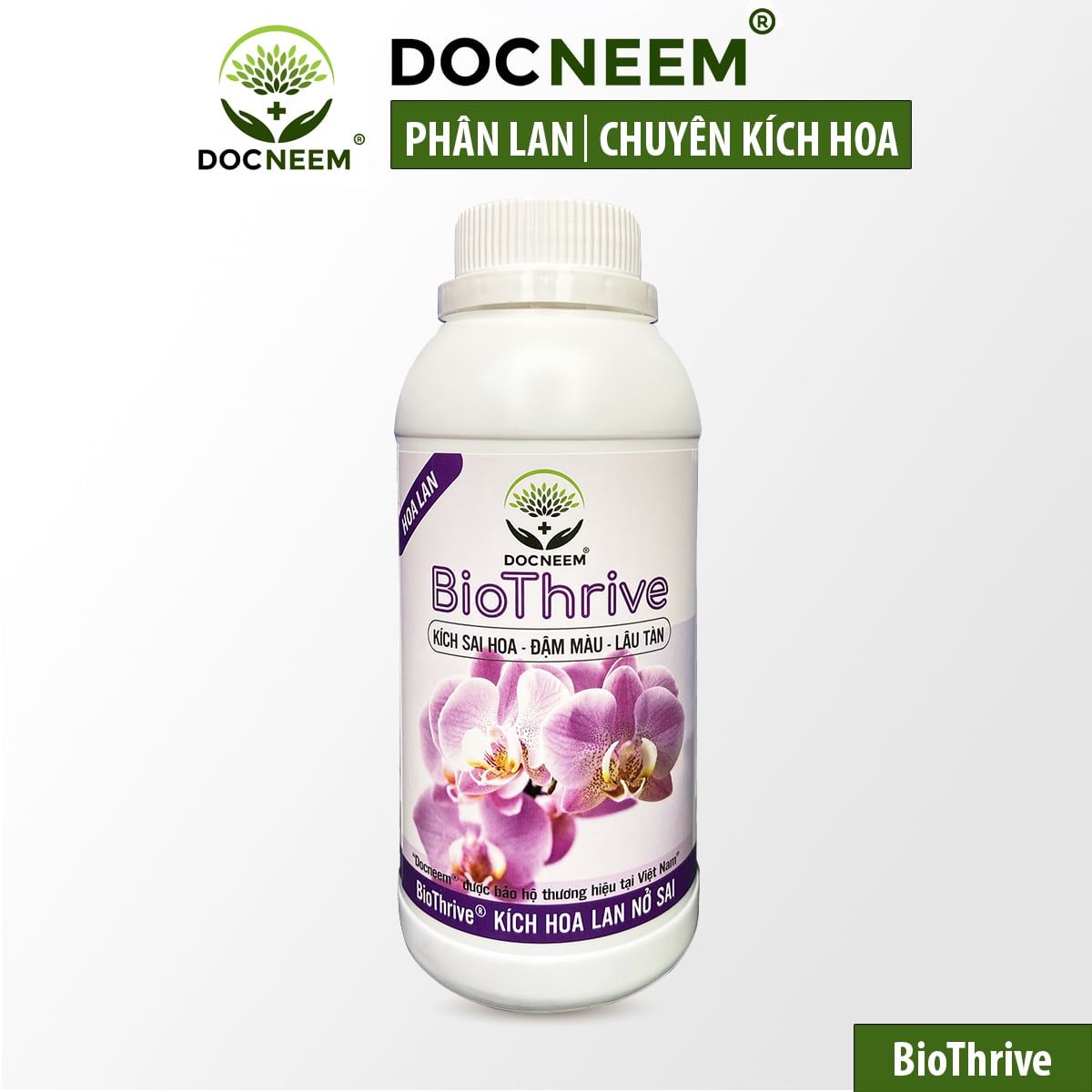  Phân bón kích hoa Lan Biothrive DOCNEEM – Ra nụ mạnh, hoa dày, màu sắc rực rõ Bình 500ml 