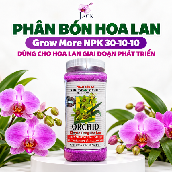  Phân Bón Hoa Lan Grow More Orchid NPK 30-10-10 - Dùng Cho Cây Giai Đoạn Trưởng Thành, Hũ 567.5g 