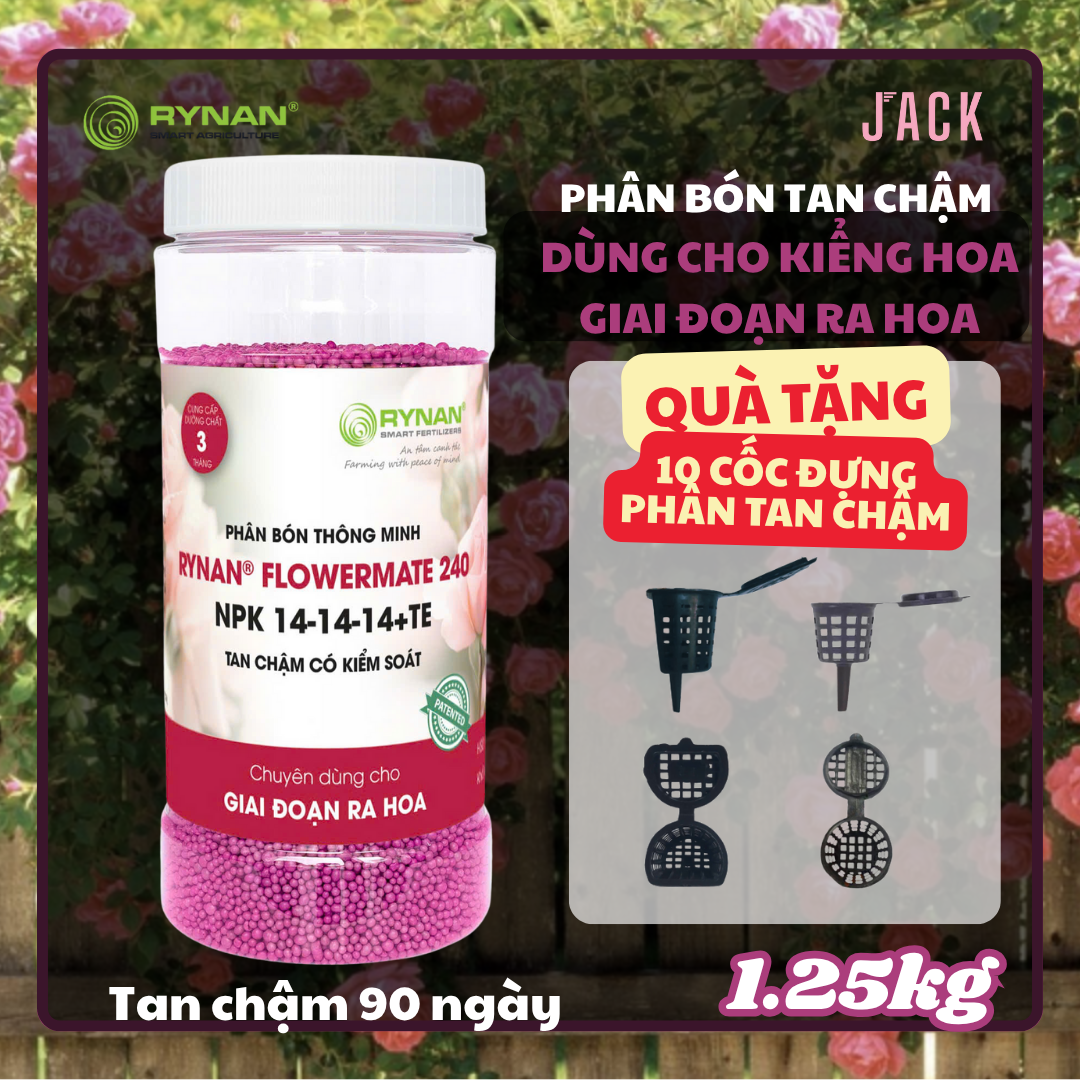  Phân bón tan chậm cho hoa hồng và kiểng hoa RYNAN Lọ 1.25kg 