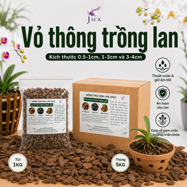  Giá thể Vỏ thông trồng lan Jack đã qua xử lý 