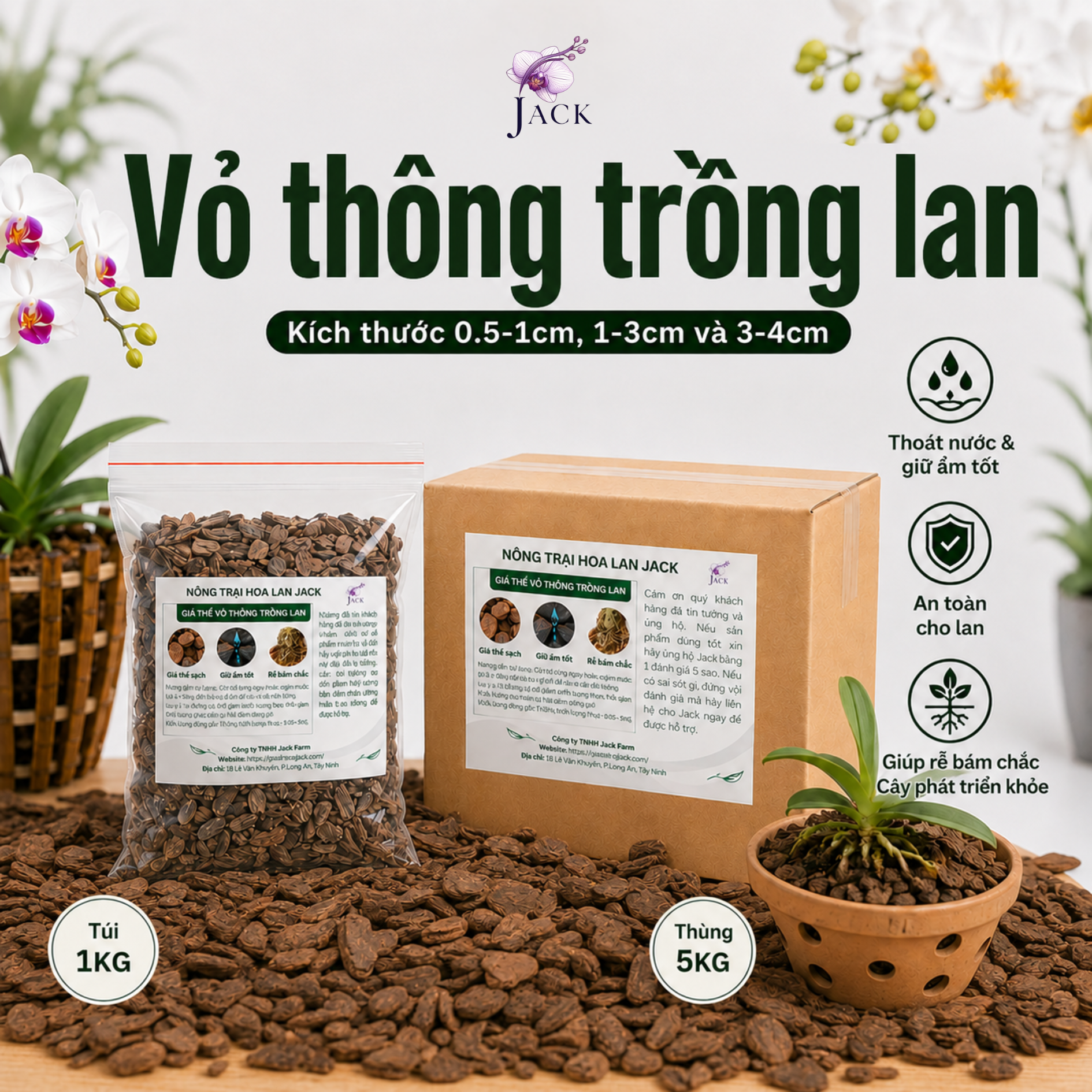  Giá thể Vỏ thông trồng lan Jack đã qua xử lý 