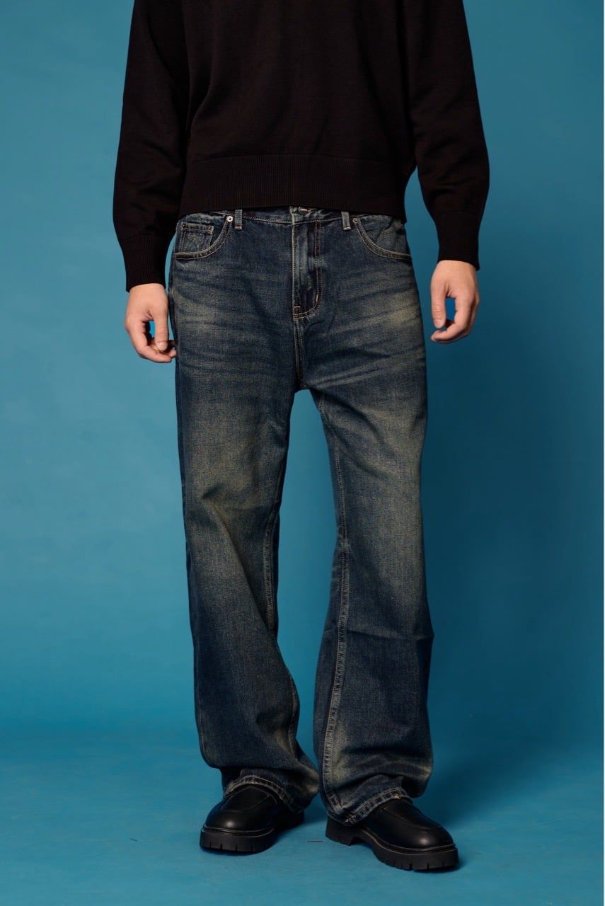  Straight Denim Baggy Jeans - Dusk Blue 