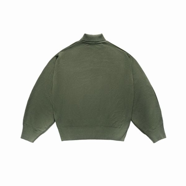 METAL LOGO KNIT POLO SHIRT - OLIVE 