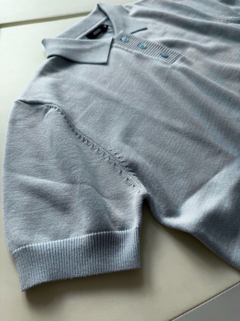  AS WOOL KNIT POLO SHIRT - BABY BLUE 