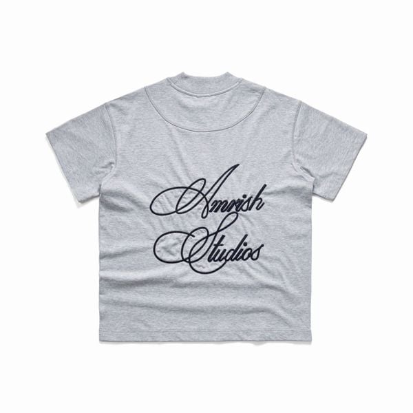  CHAIN STITCH EMBROIDERY TSHIRT  - GREY 