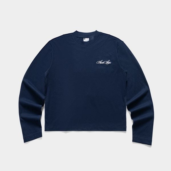  CHAIN STITCH EMBROIDERY LONGSLEEVE TSHIRT  - NAVY 