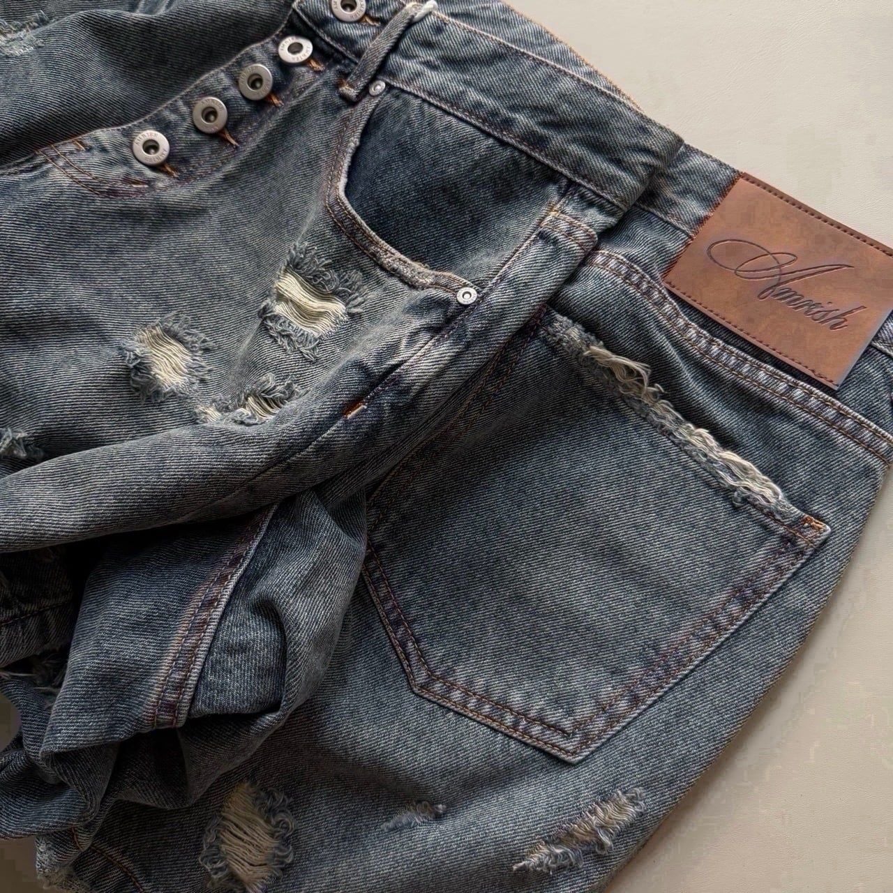  BUTTON WIDE LEG DENIM SHORTS - DYNAMIC BLUE 