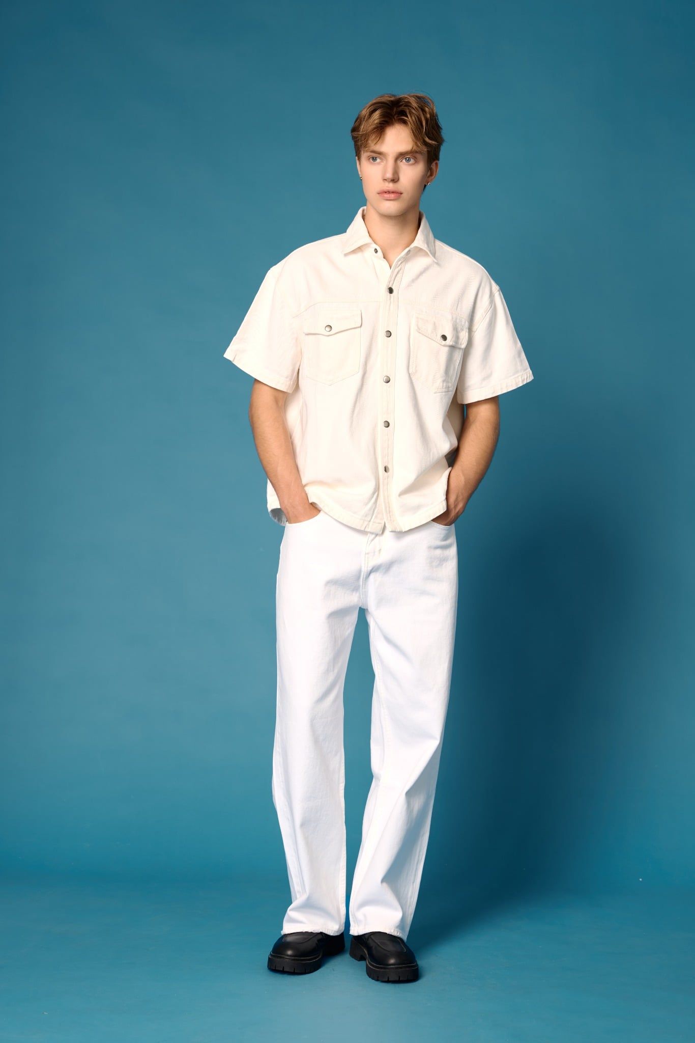  TRUCKER DENIM SS SHIRT - OFF WHITE 