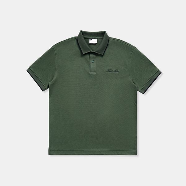  SIGNATURE STRIPED POLO SHIRT - MOSS GREEN 