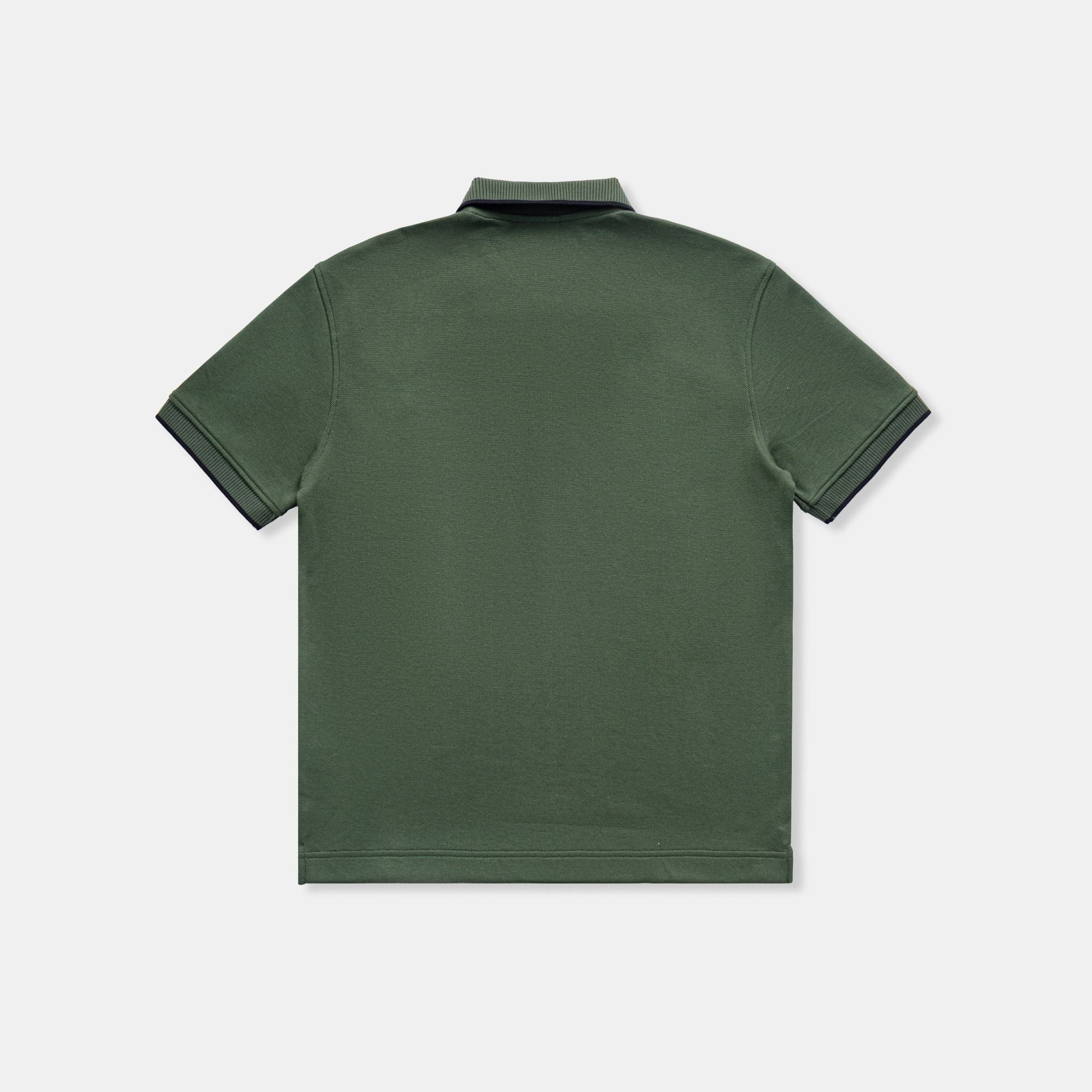  SIGNATURE STRIPED POLO SHIRT - MOSS GREEN 