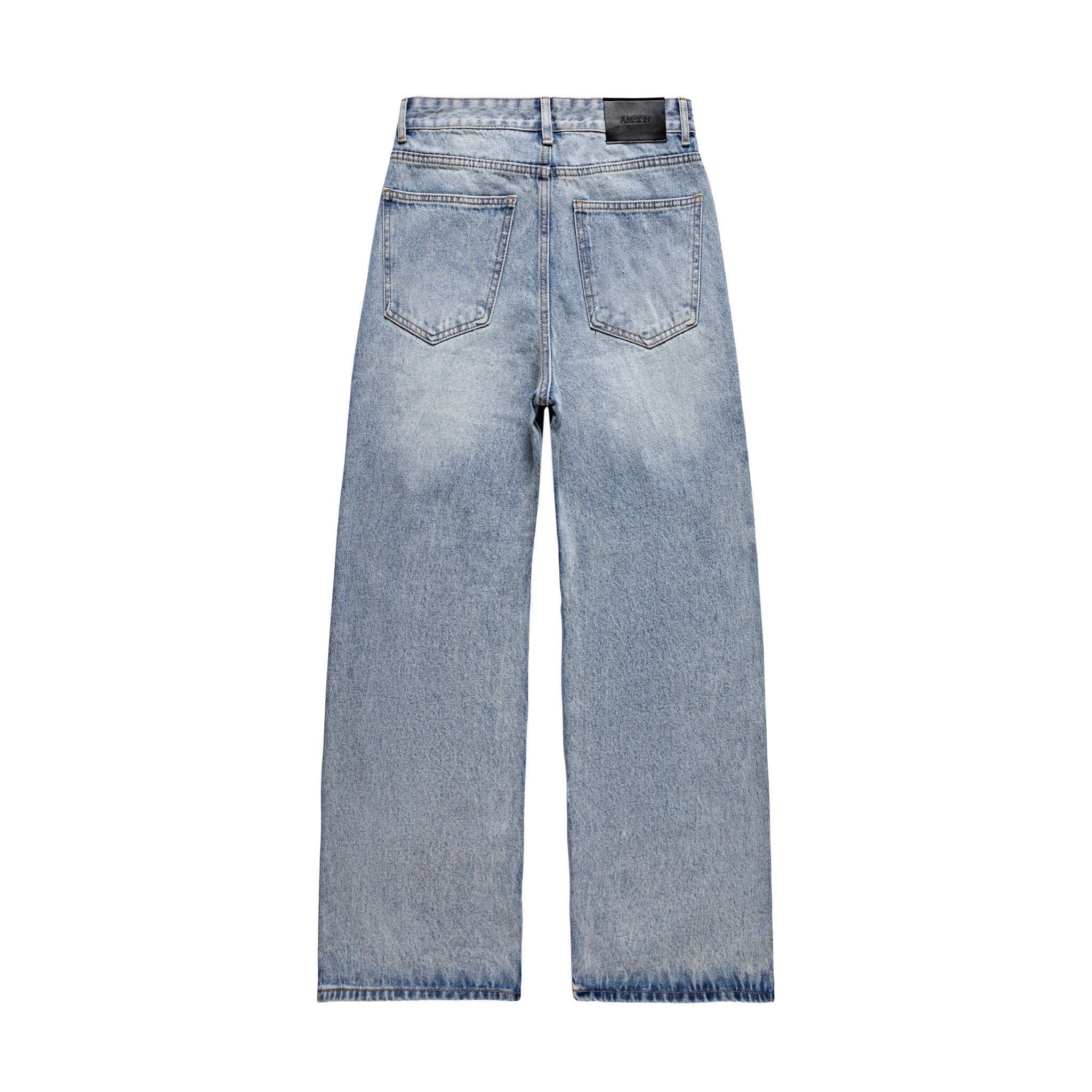  PLEATED WIDE LEG DENIM JEANS - LIGHT BLUE 