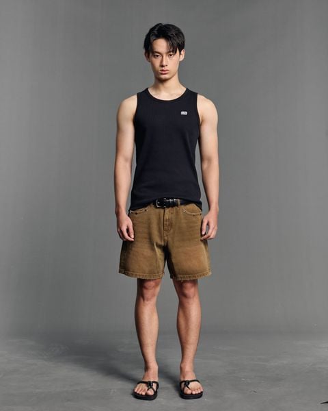  STAR WIDE LEG DENIM SHORTS - BROWN 