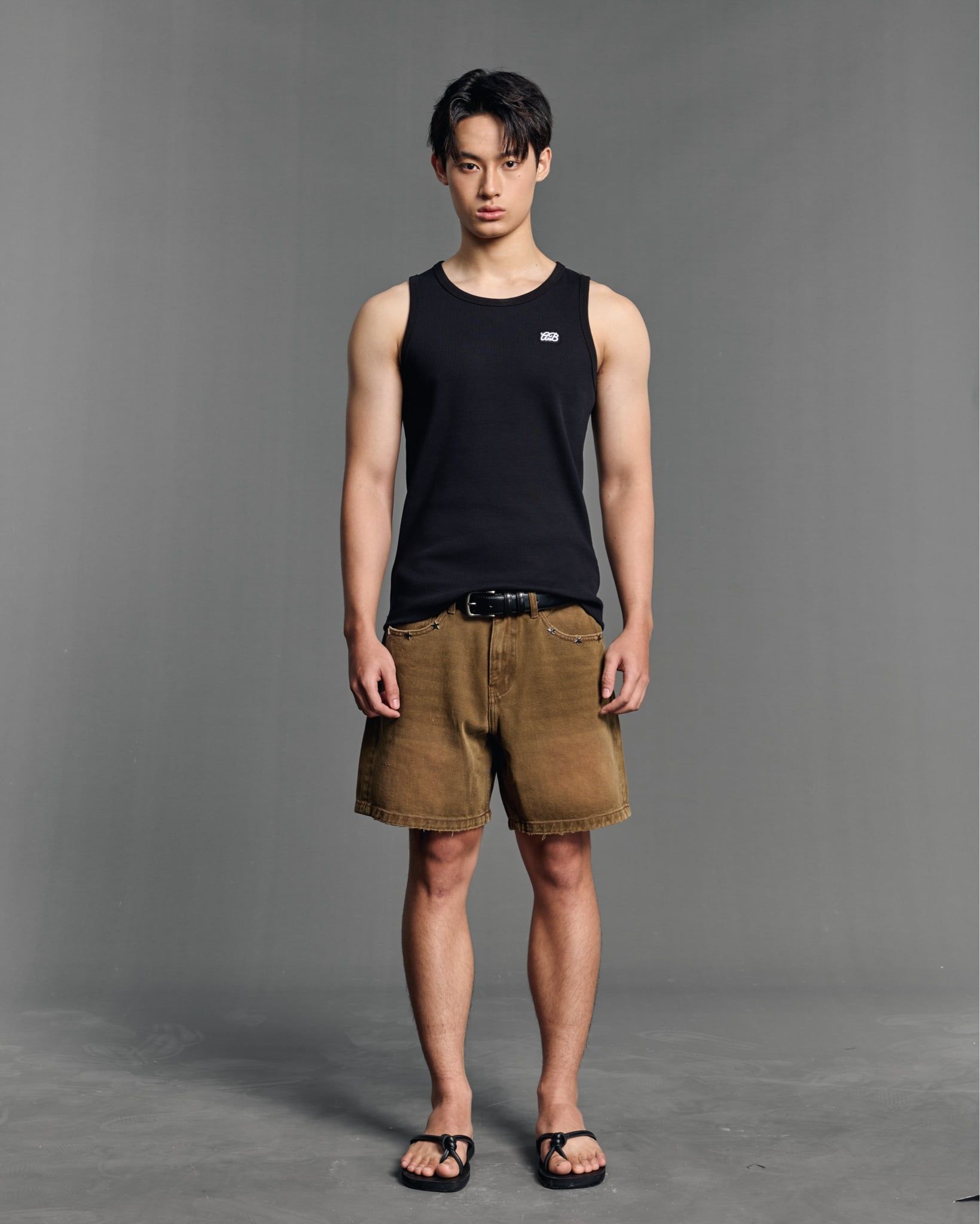  STAR WIDE LEG DENIM SHORTS - BROWN 