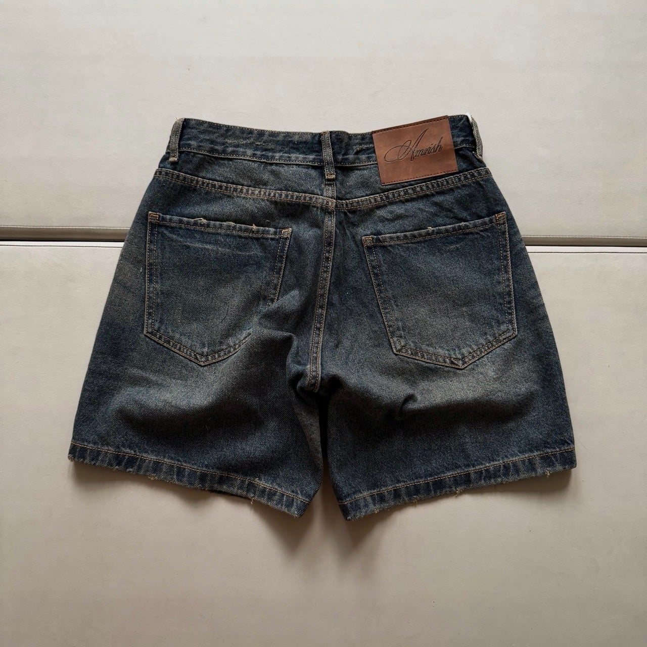  WIDE LEG STAR DENIM JEANS SHORTS - DUSK BLUE 