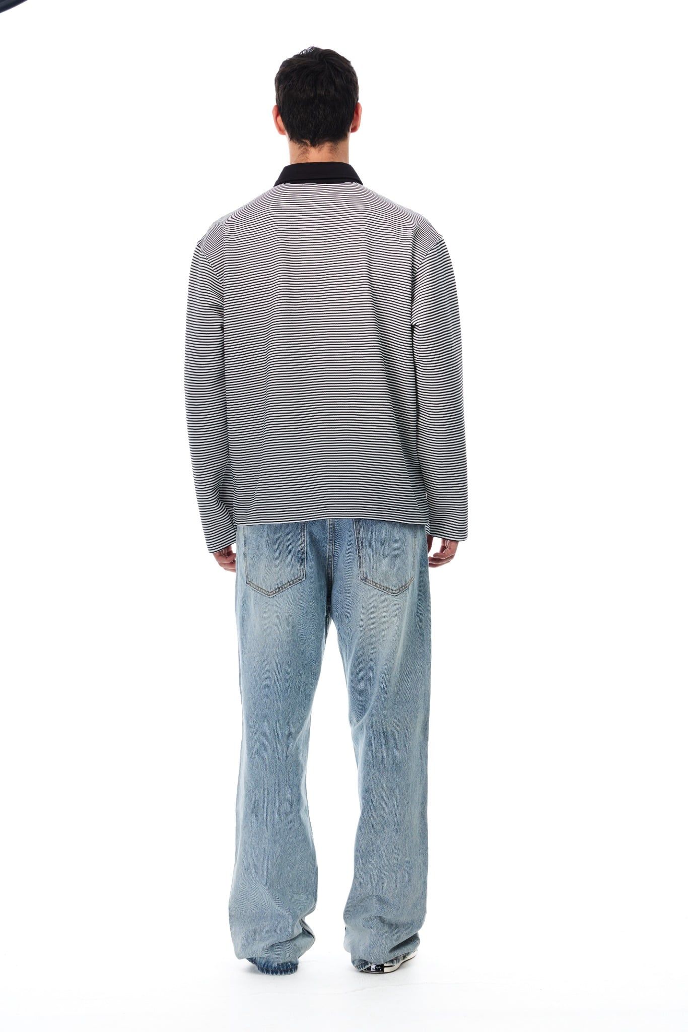  STRAIGHT BUTTON DENIM JEANS - AQUA BLUE 