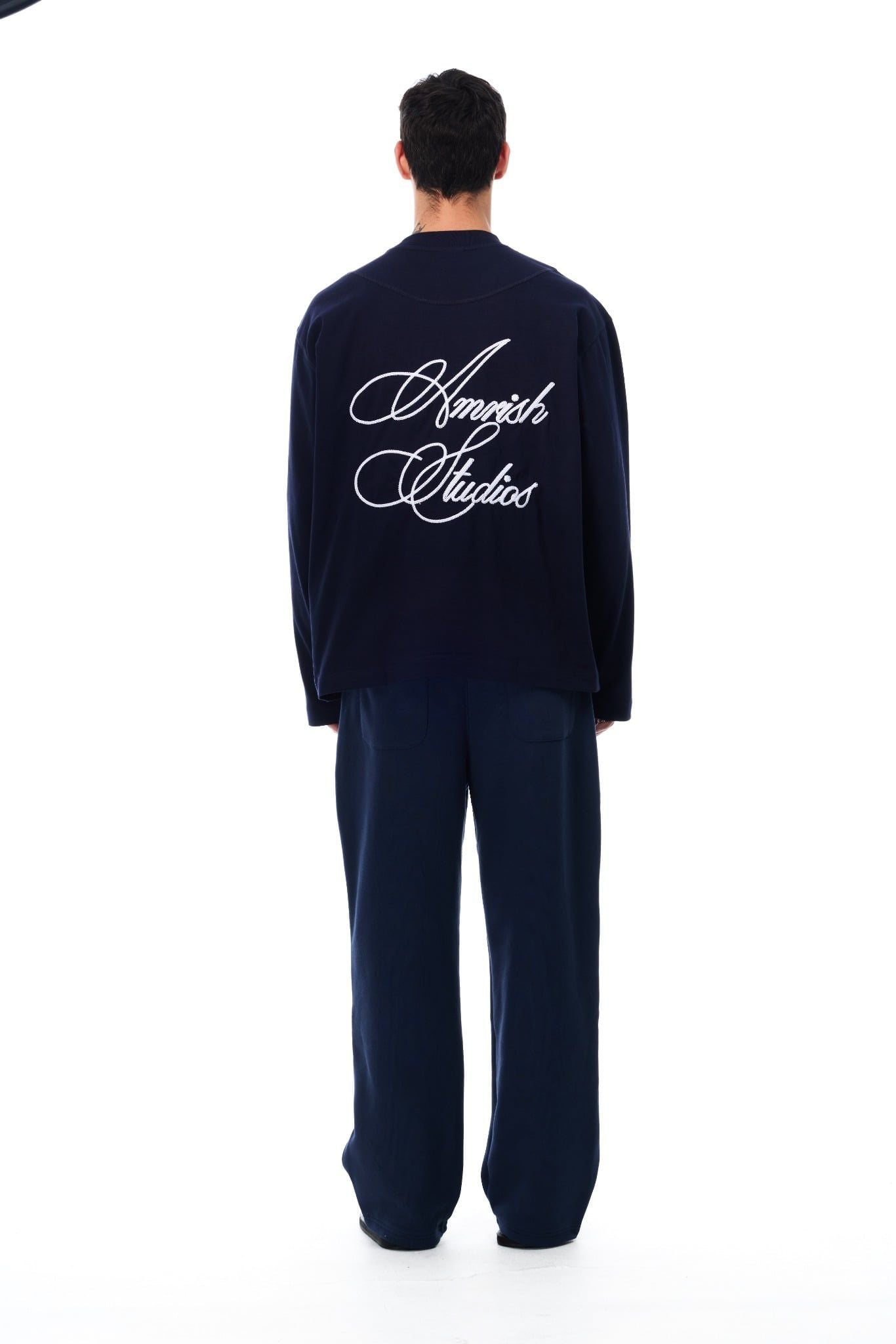  CHAIN STITCH EMBROIDERY LONGSLEEVE TSHIRT  - NAVY 