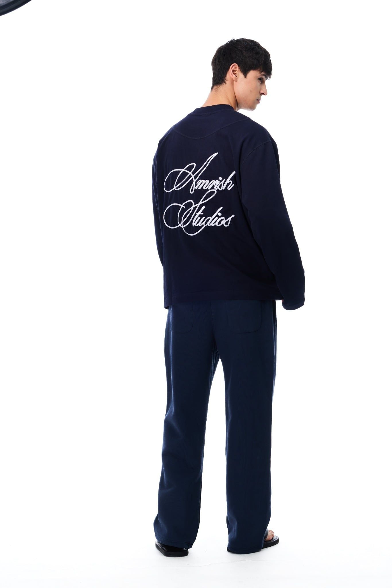  CHAIN STITCH EMBROIDERY LONGSLEEVE TSHIRT  - NAVY 