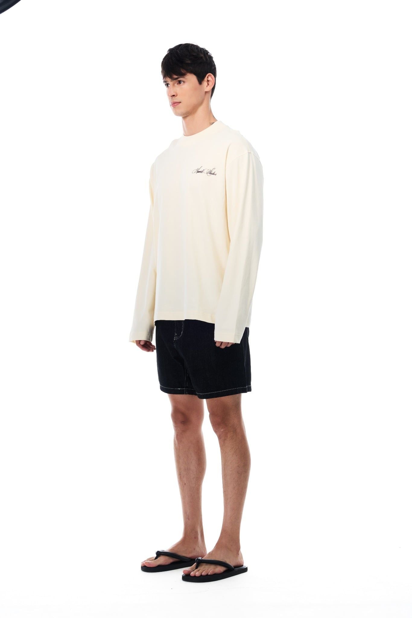  WIDE LEG DENIM SHORTS - RAW BLACK 