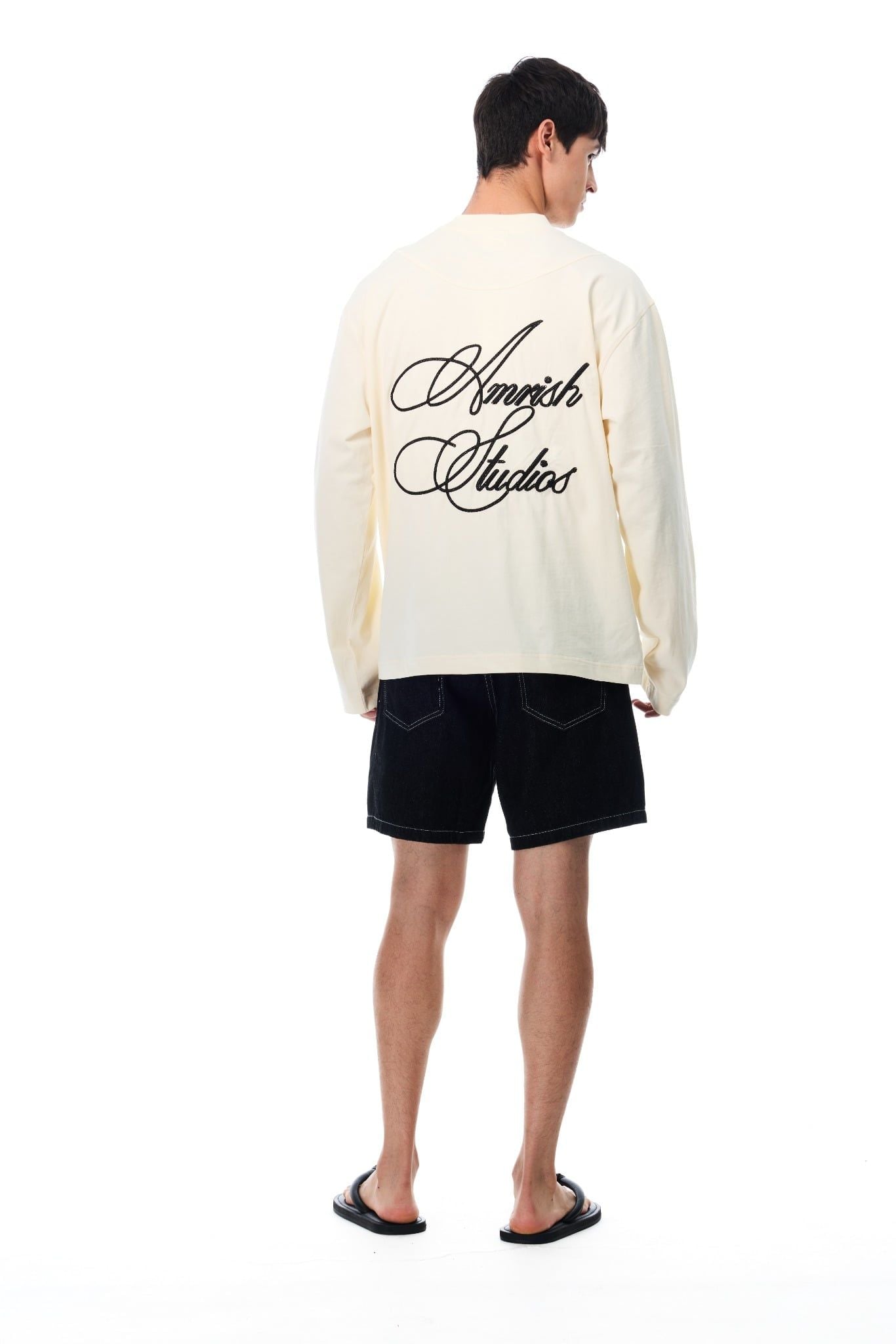  CHAIN STITCH EMBROIDERY LONGSLEEVE TSHIRT  - CREAM 