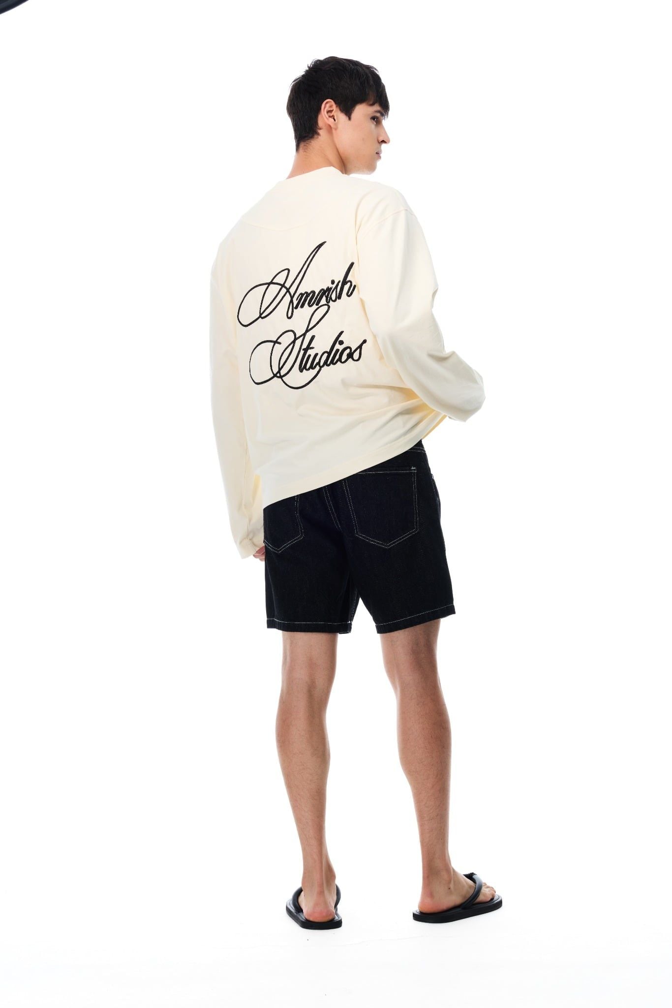  CHAIN STITCH EMBROIDERY LONGSLEEVE TSHIRT  - CREAM 