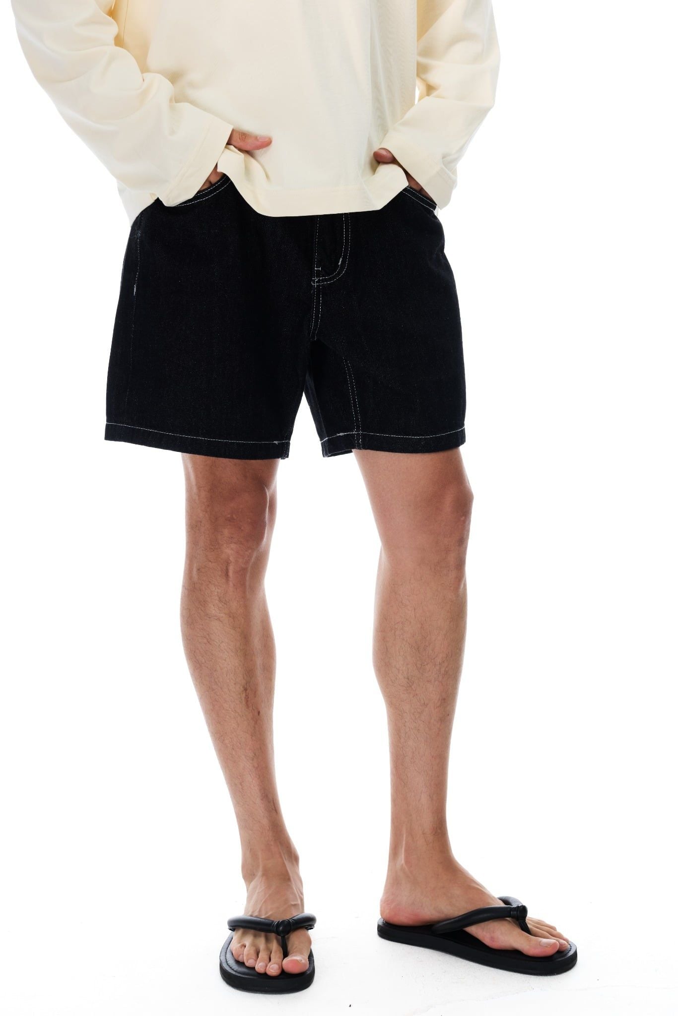  WIDE LEG DENIM SHORTS - RAW BLACK 