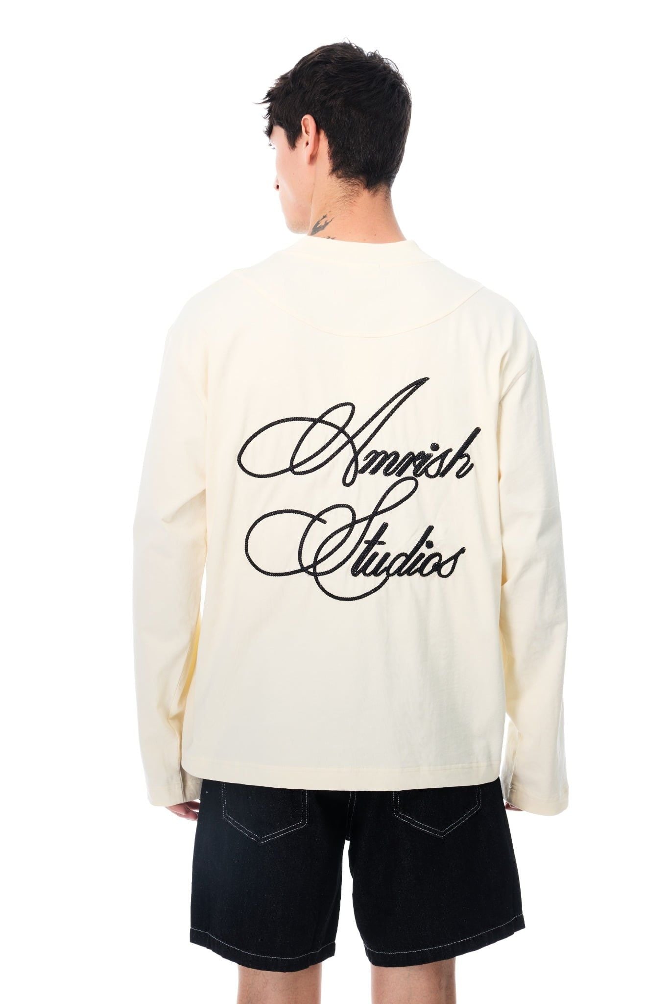  CHAIN STITCH EMBROIDERY LONGSLEEVE TSHIRT  - CREAM 