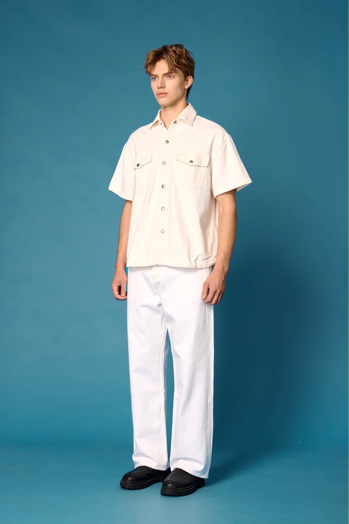  TRUCKER DENIM SS SHIRT - OFF WHITE 