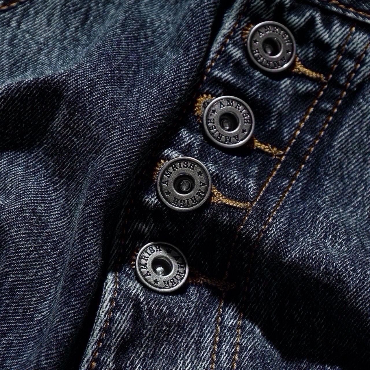  STRAIGHT BUTTON DENIM JEANS - CHARCOAL BLUE 