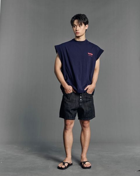  BUTTON WIDE LEG DENIM SHORTS - SCRATCH BLACK 