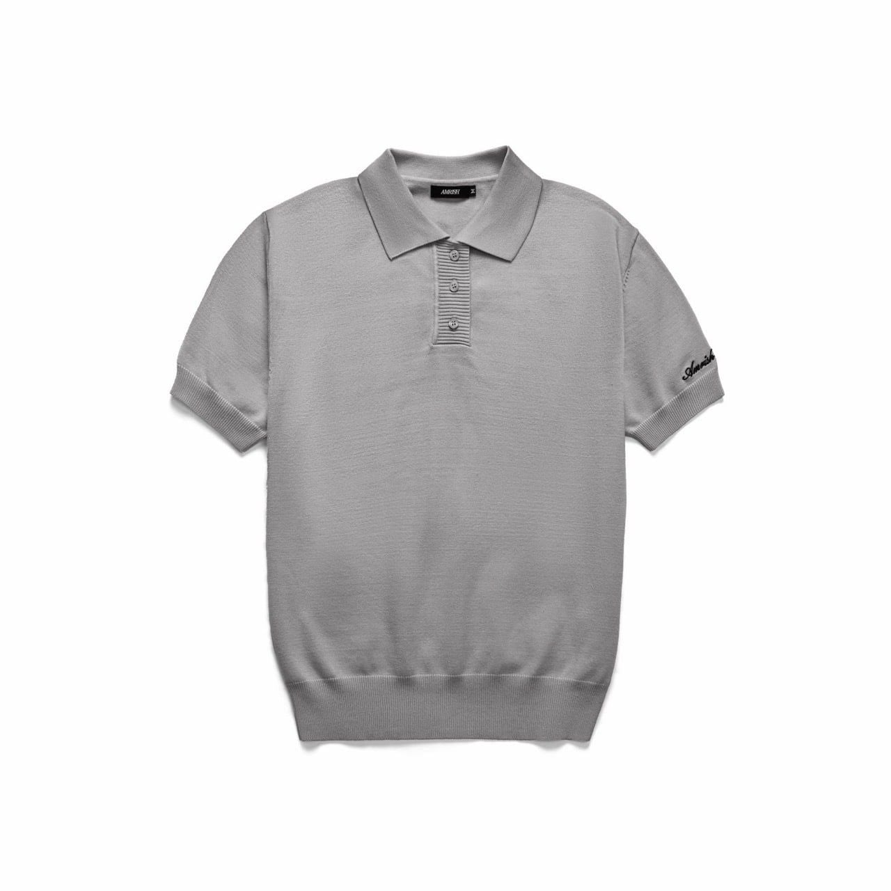  AS WOOL KNIT POLO SHIRT - SMOKE 