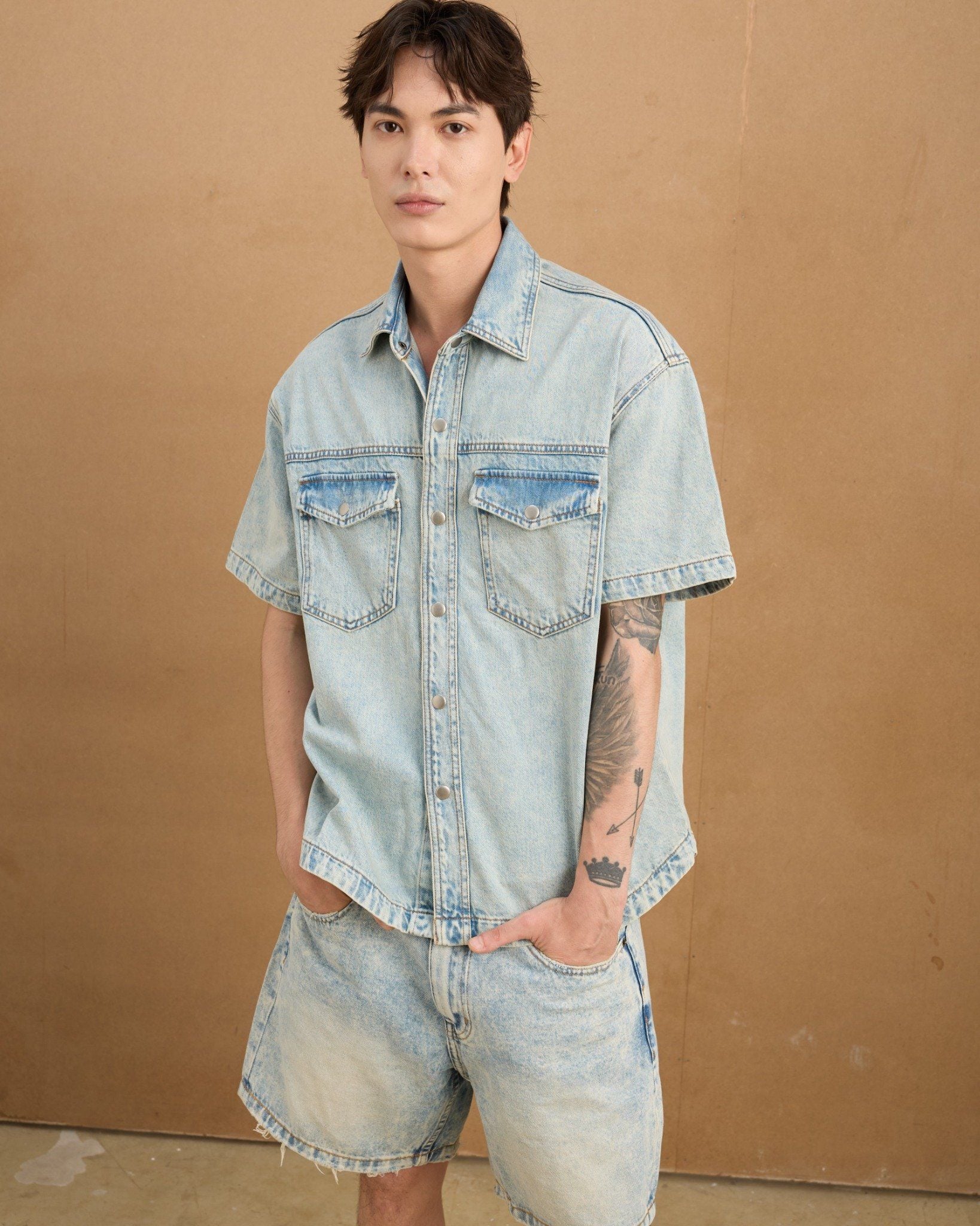  TRUCKER DENIM SS SHIRT - RETRO BLUE 