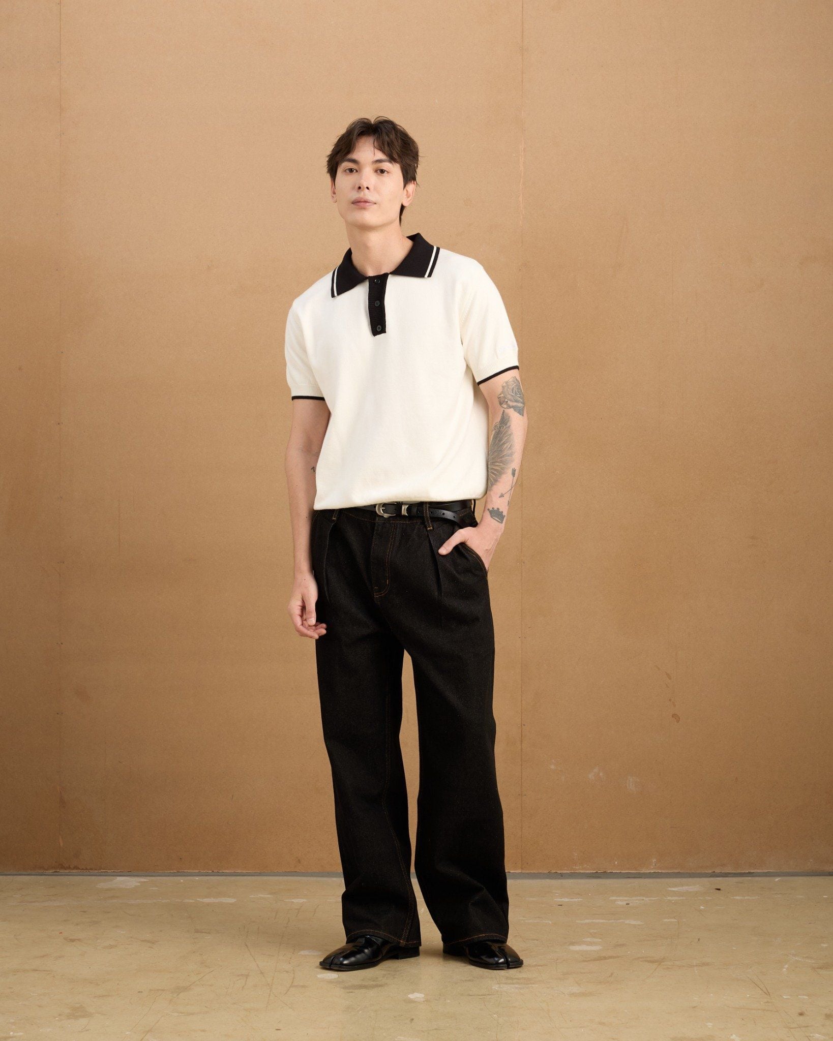  AS WOOL KNIT POLO SHIRT - PANDA 