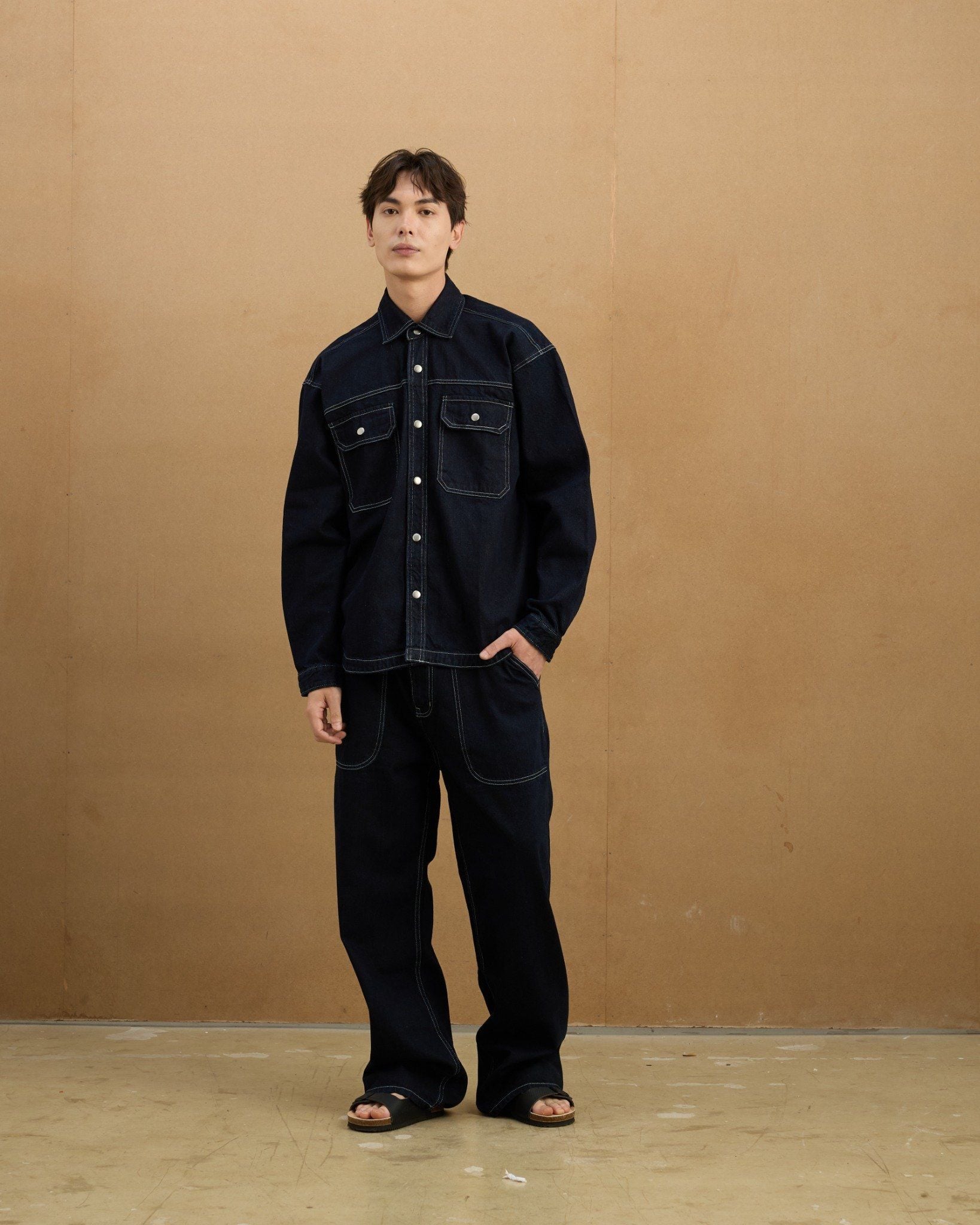  REGULAR DENIM SS SHIRT - DARK BLUE 