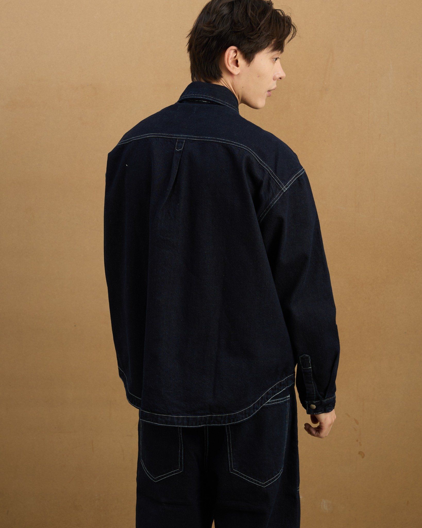  REGULAR DENIM SS SHIRT - DARK BLUE 