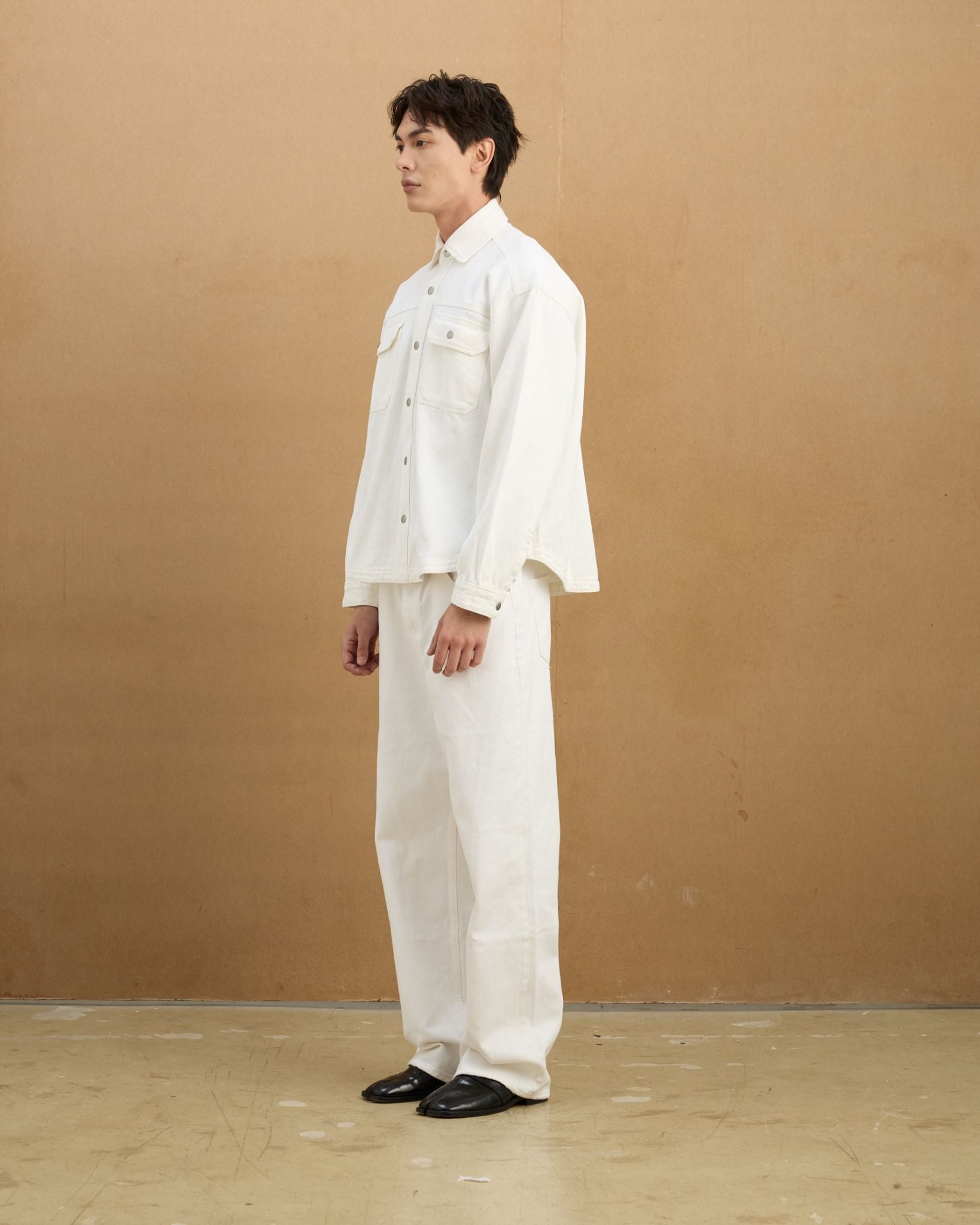  Straight Denim Baggy Jeans - Off White 