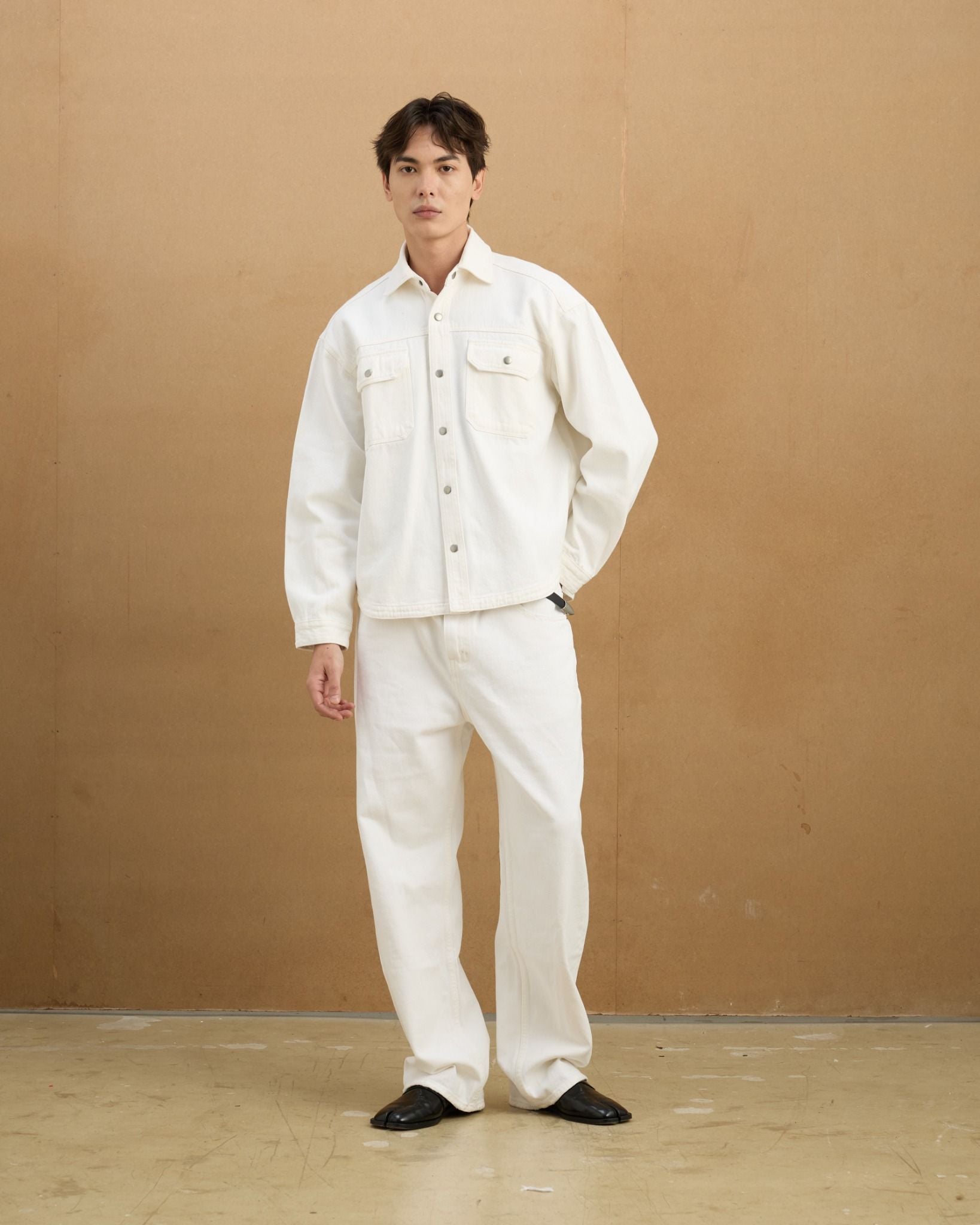  Straight Denim Baggy Jeans - Off White 