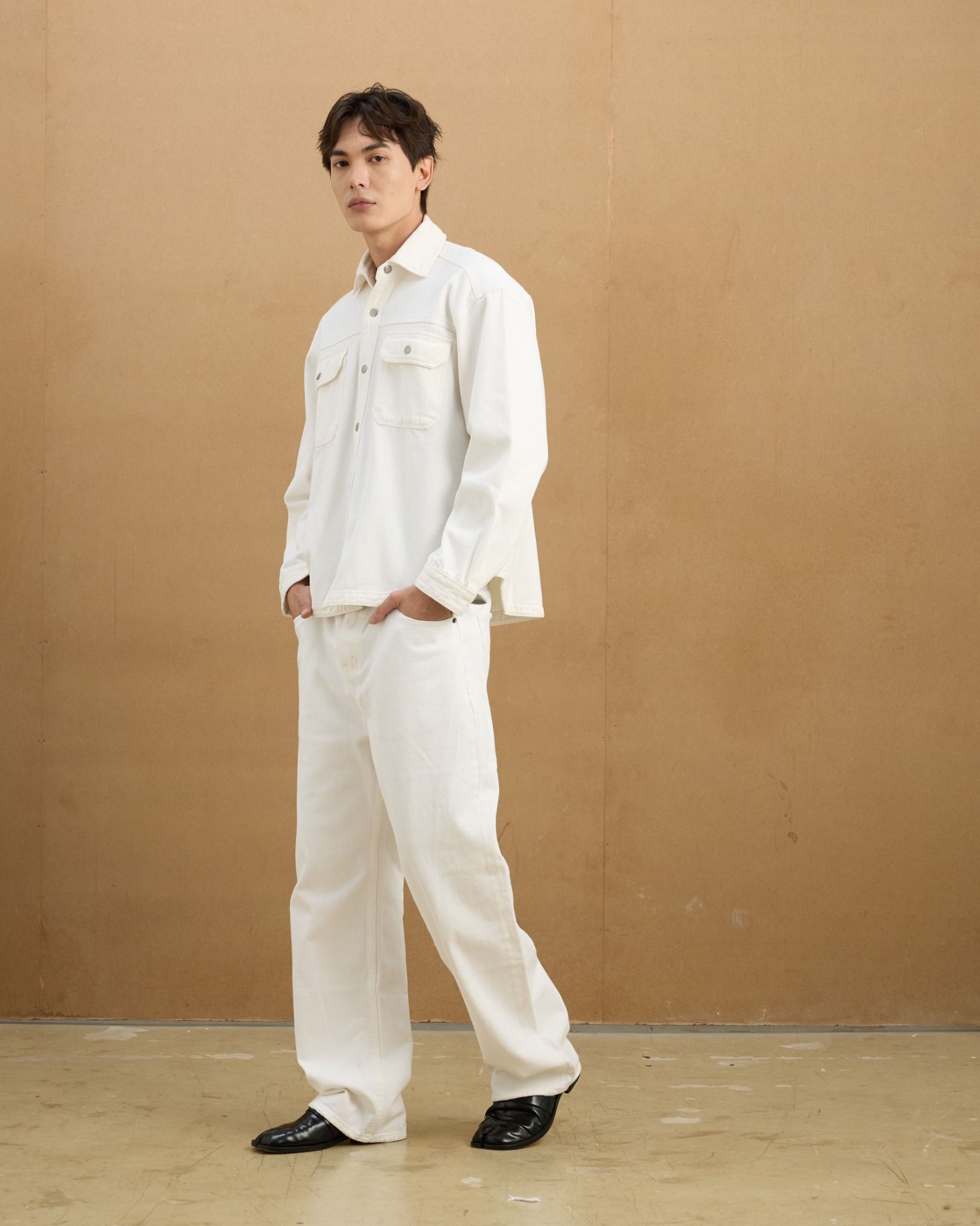  REGULAR DENIM SS SHIRT - OFF WHITE 