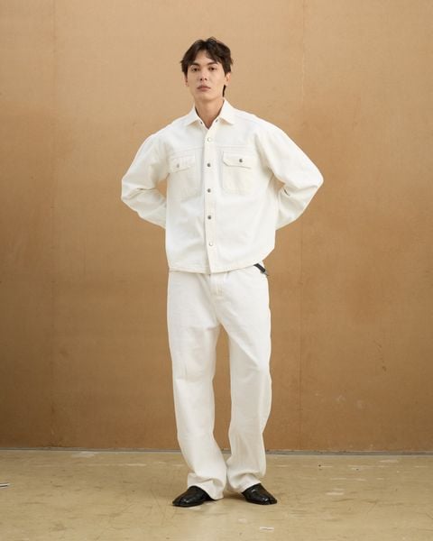  REGULAR DENIM SS SHIRT - OFF WHITE 