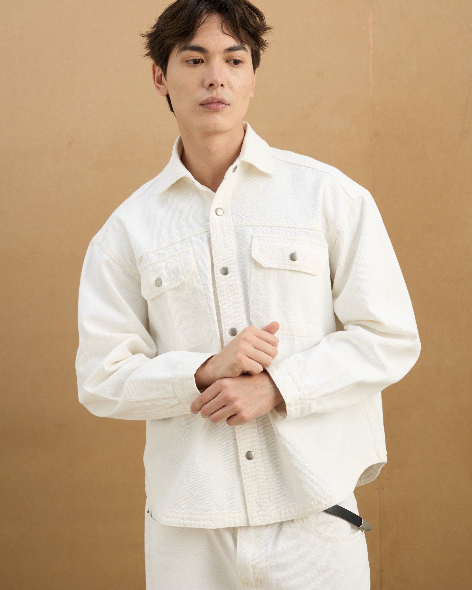  REGULAR DENIM SS SHIRT - OFF WHITE 