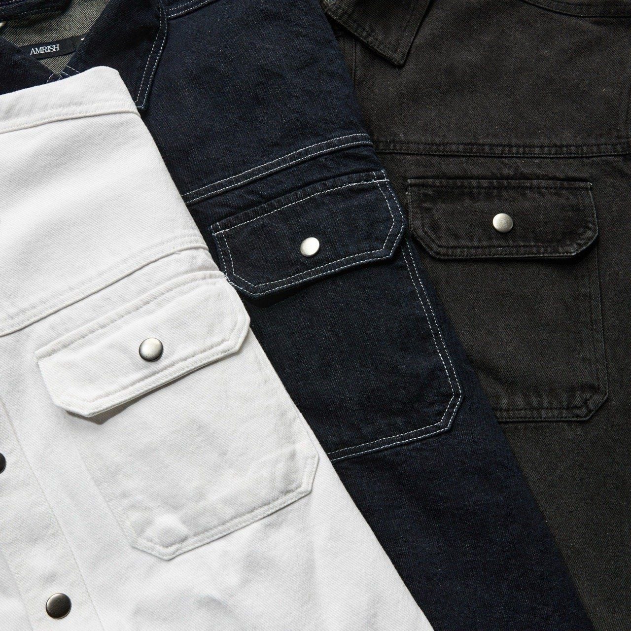  REGULAR DENIM SS SHIRT - DARK GREY 