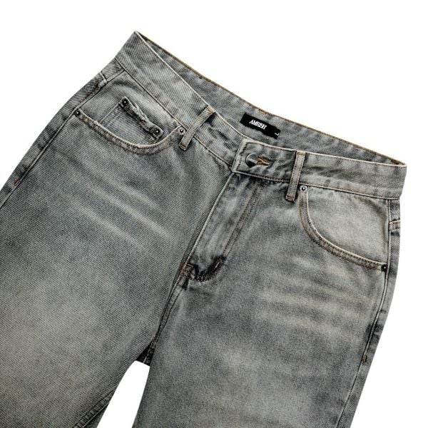  Straight Denim Baggy Jeans - Grey 