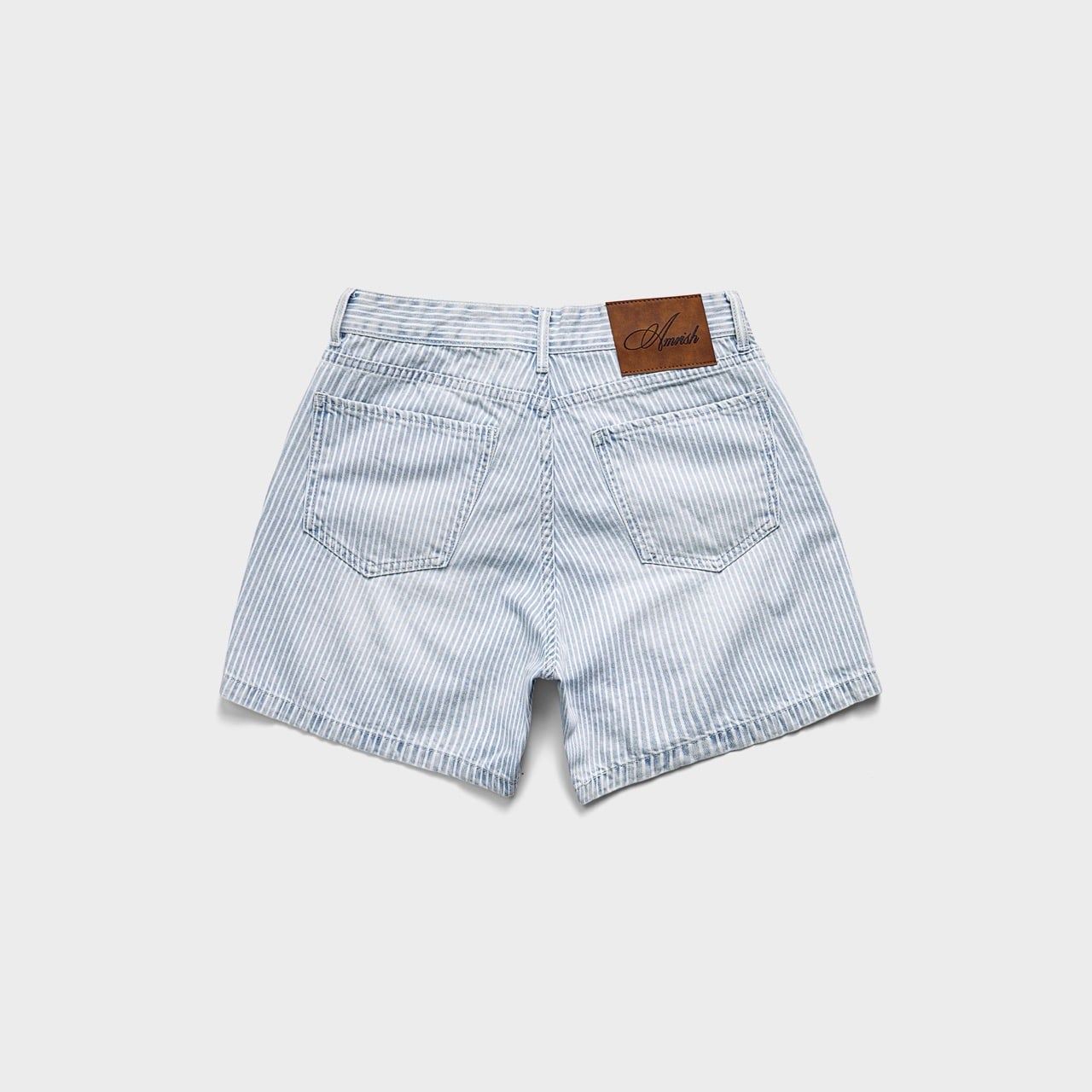  WIDE LEG STRIPED DENIM SHORTS - LIGHT BLUE 
