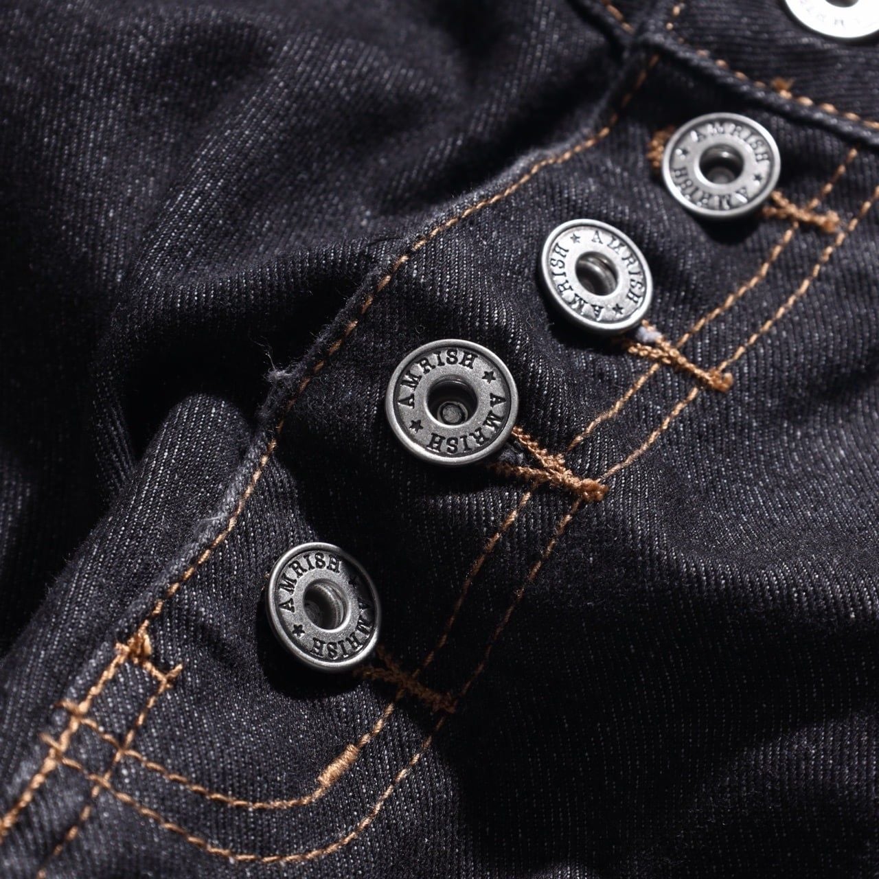  STRAIGHT BUTTON DENIM JEANS - RAW BLACK 