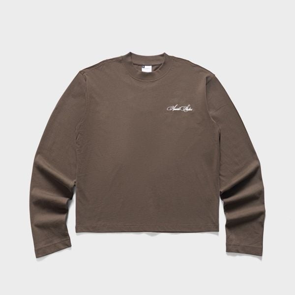  CHAIN STITCH EMBROIDERY LONGSLEEVE TSHIRT  - BROWN 