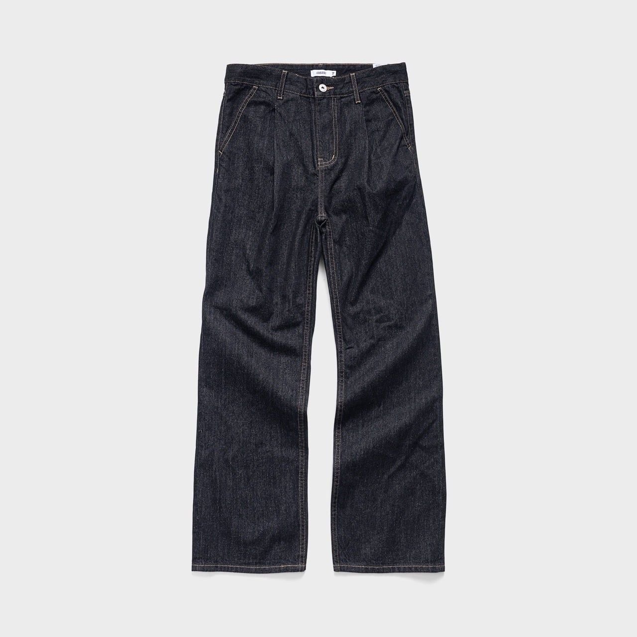  Pleated Straight Denim Jeans - Raw Black 