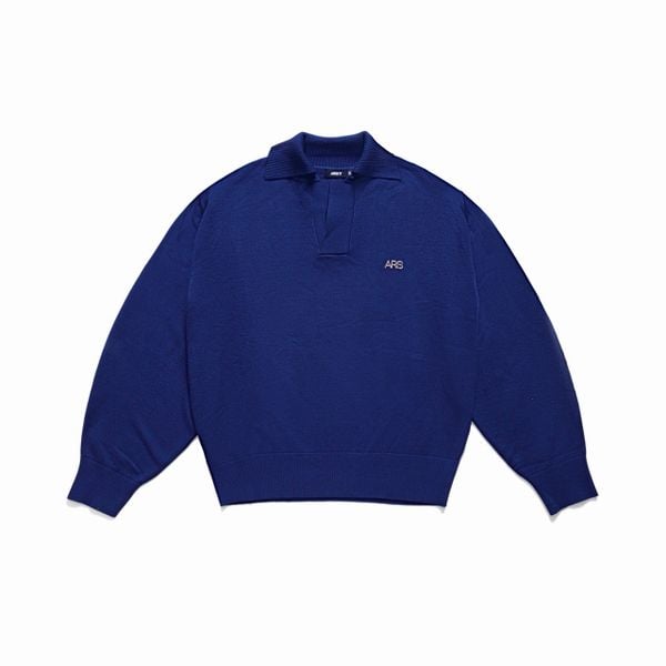  METAL LOGO KNIT POLO SHIRT - NAVY 