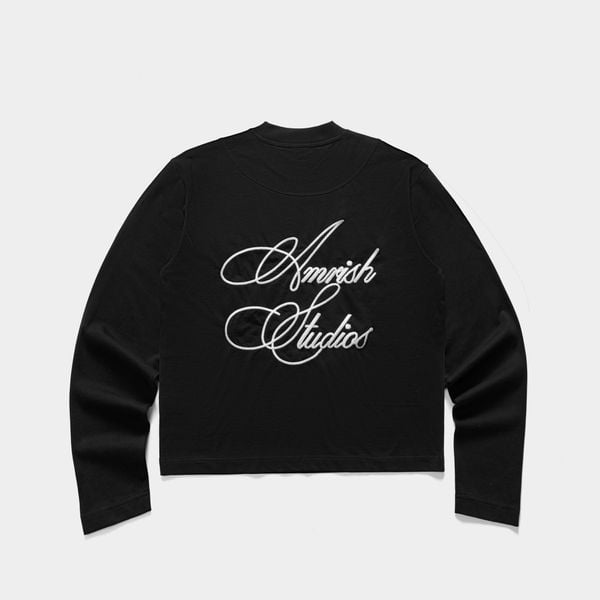  CHAIN STITCH EMBROIDERY LONGSLEEVE TSHIRT  - BLACK 